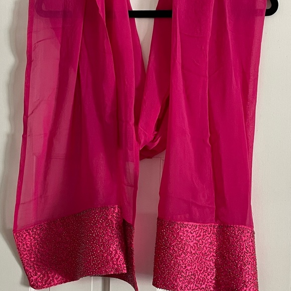 Vintage Valerie Stevens Pink Beaded Scarf Wrap - Picture 2 of 5